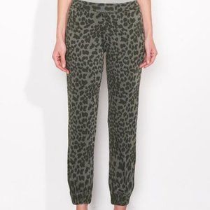 Sundry Ruched Cuff Leopard Sweatpants